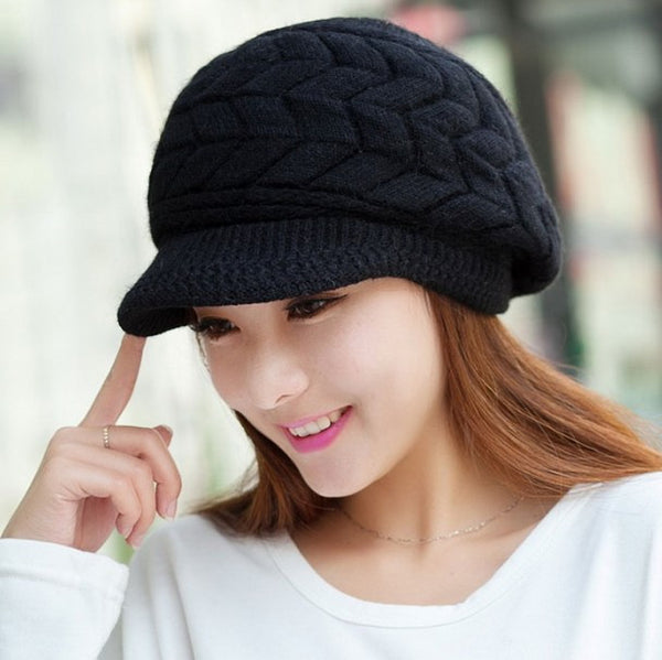 Beanies Knitted Hats Rabbit Fur Cap